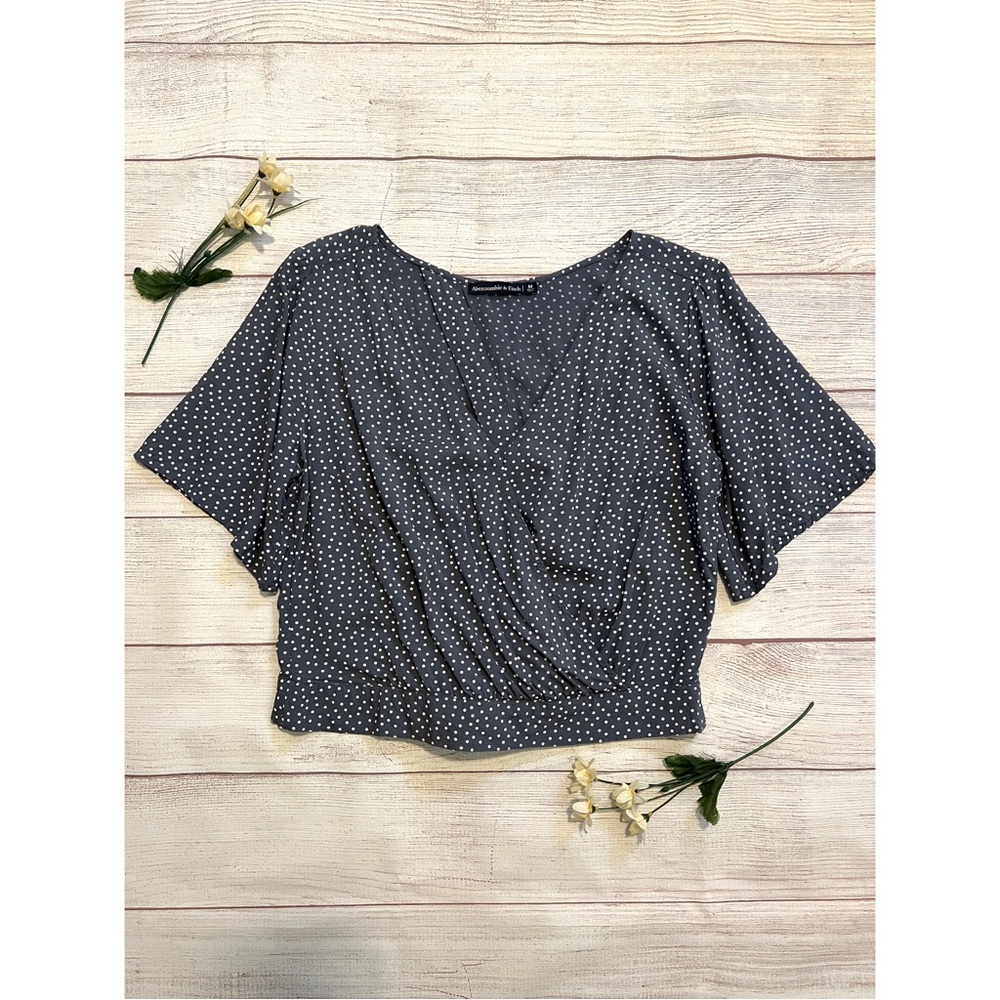 Abercrombie & Fitch Wrap Front Flutter Sleeve Top